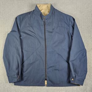 VTG Fox Knapp Reversible Windbreaker Jacket Mens 44 Bomber Zipper USA Beige/Blue